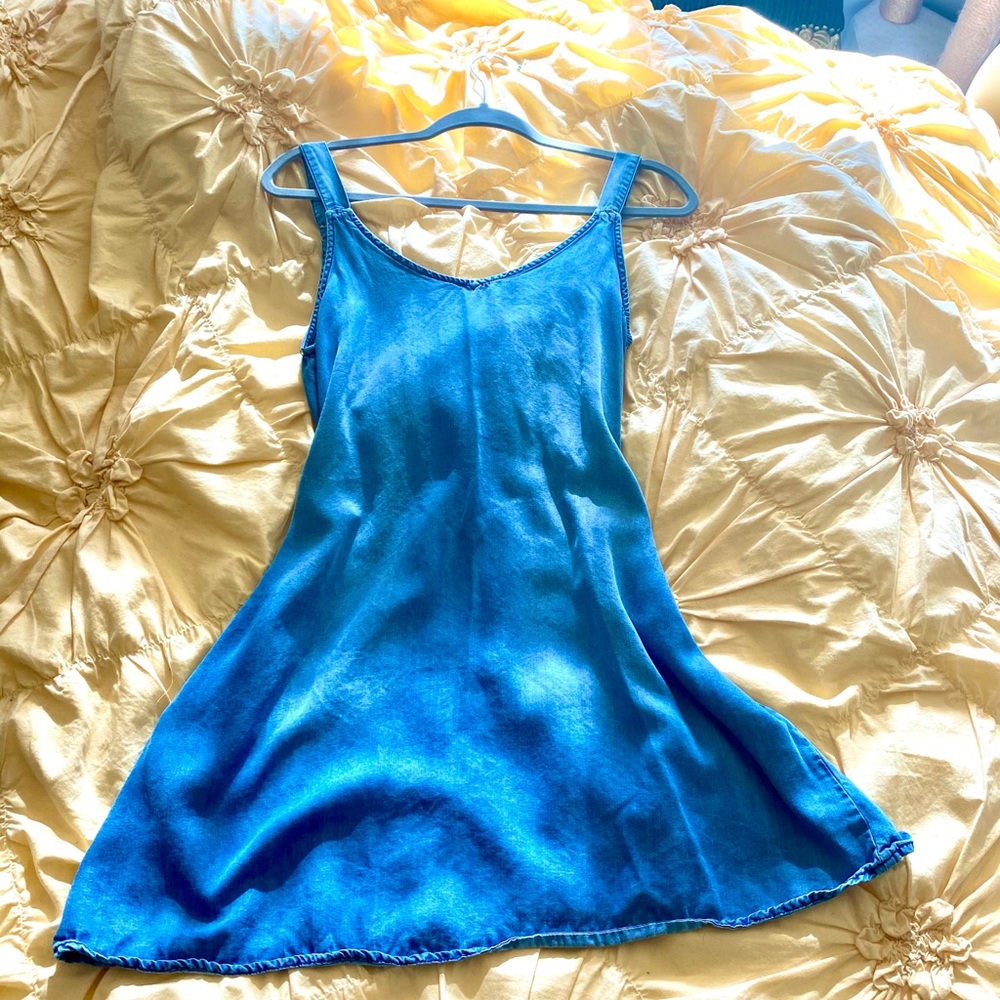 Flowy denim babydoll dress